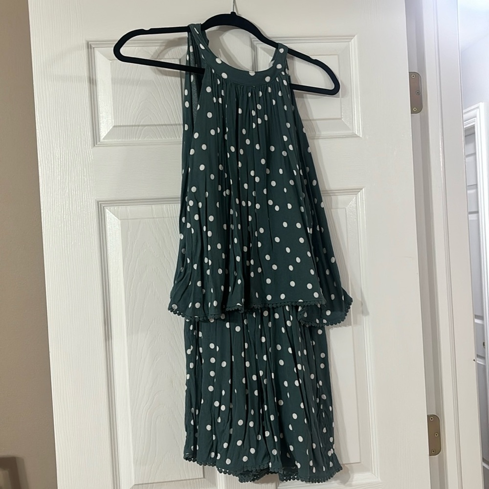 High Neck Polka Dot Romper